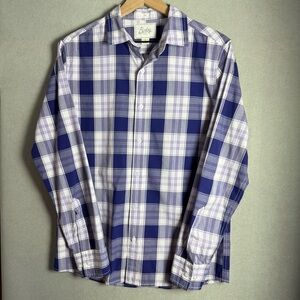Bixby Nomad Purple/White Plaid Long Sleeve Slim Fit Button Down Shirt Size Small